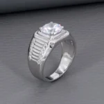 Solitaire Rhodium Gents Ring