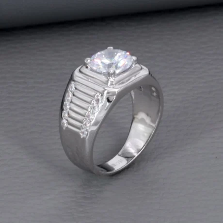 Solitaire Rhodium Gents Ring