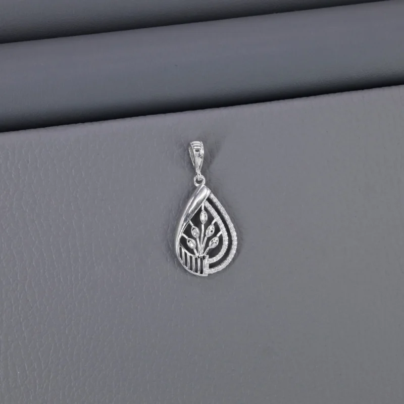 Cz Fancy Rhodium Pendant