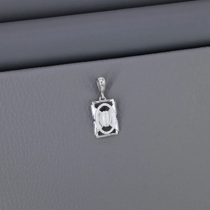 Cz Fancy Rhodium Pendant