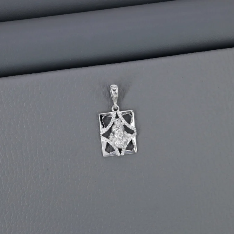 Cz God Rhodium Pendant