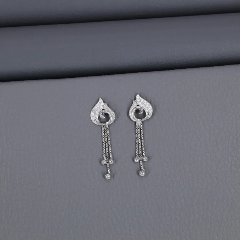 Cz Rhodium Latkan Chain Stud