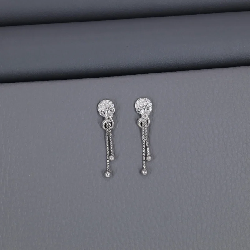 Cz Rhodium Latkan Chain Stud