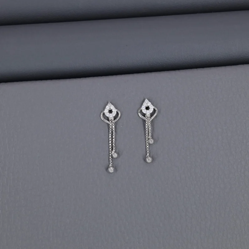 Cz Rhodium Latkan Chain Stud