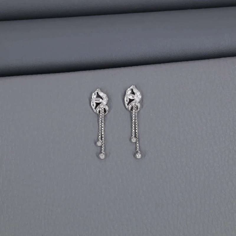 Cz Rhodium Latkan Chain Stud