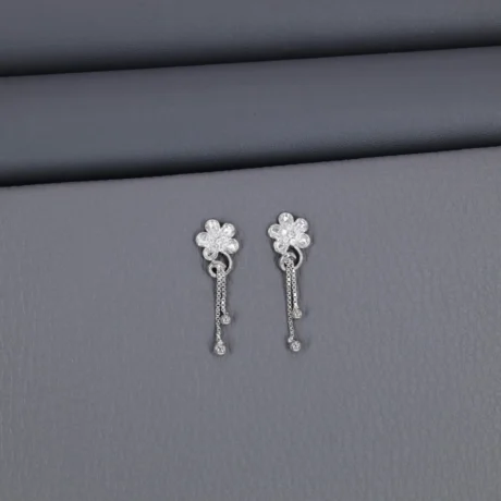 Cz Rhodium Latkan Chain Stud
