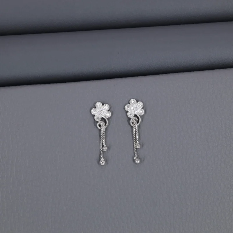 Cz Rhodium Latkan Chain Stud