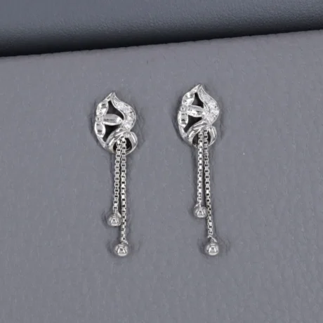 Cz Rhodium Latkan Chain Stud