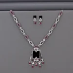 Cz Rhodium Necklace Set
