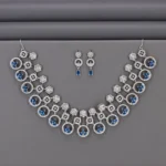 Cz Rhodium Necklace Set
