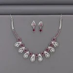 Cz Rhodium Necklace Set