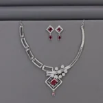 Cz Rhodium Necklace Set