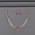 Cz Rhodium Necklace Set