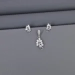 Cz Rhodium Pendant Set