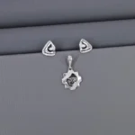 Cz Rhodium Pendant Set