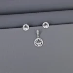 Cz Rhodium Pendant Set