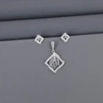 Cz Rhodium Pendant Set