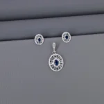 Cz Rhodium Pendant Set