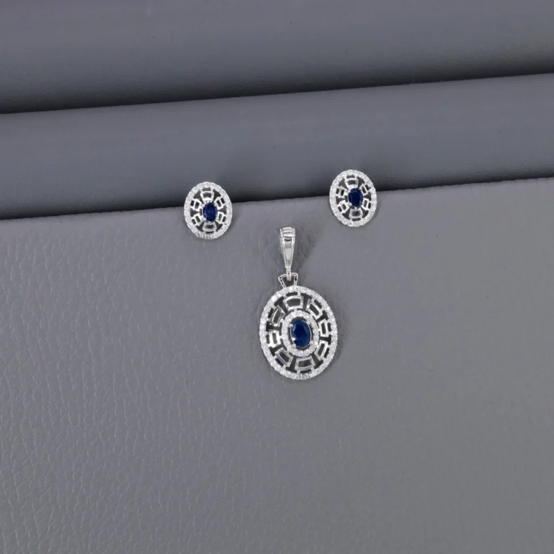 Cz Rhodium Pendant Set