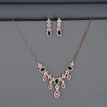 Cz Rose Gold Necklace Set
