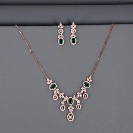 Cz Rose Gold Necklace Set
