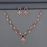 Cz Rose Gold Necklace Set