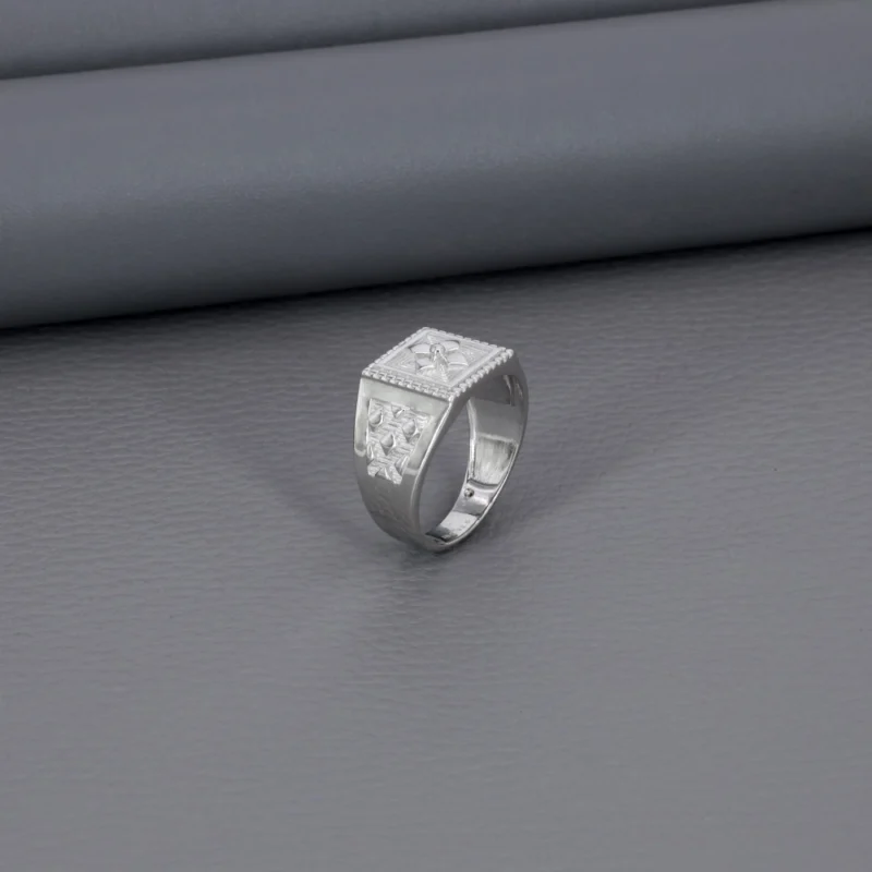Cz Ladies & Gents Rhodium Ring