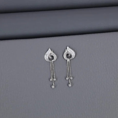 Plain Rhodium Latkan Chain Stud