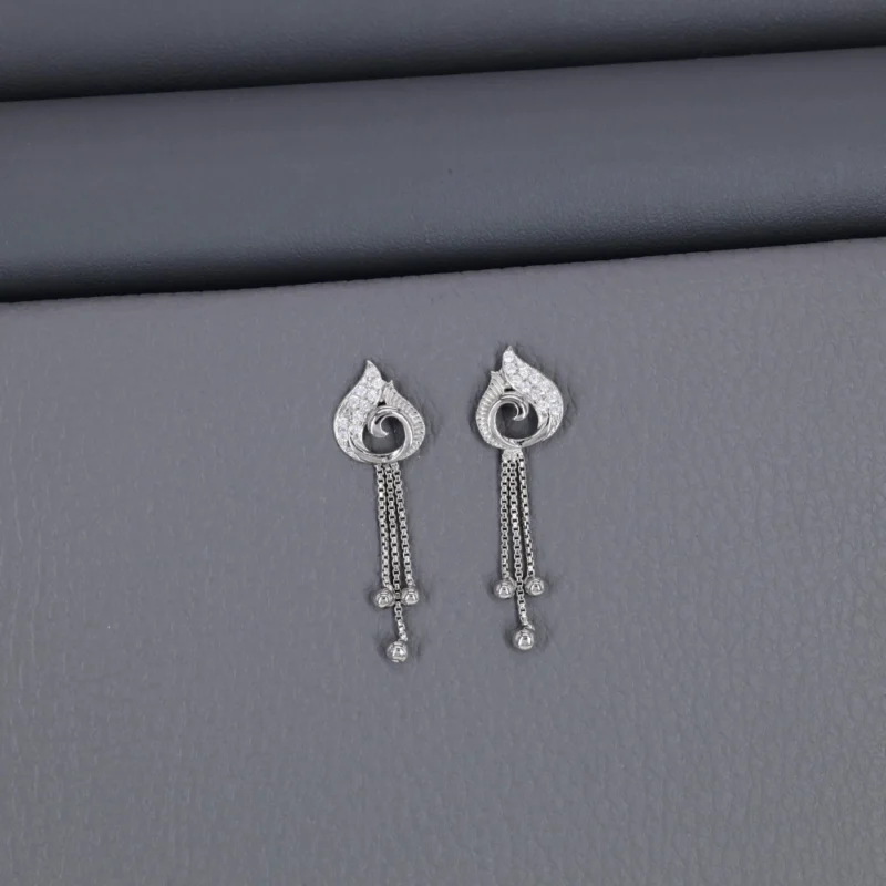 Plain Rhodium Latkan Chain Stud