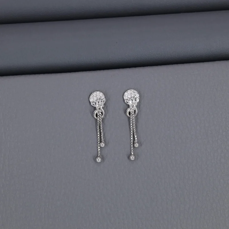 Plain Rhodium Latkan Chain Stud