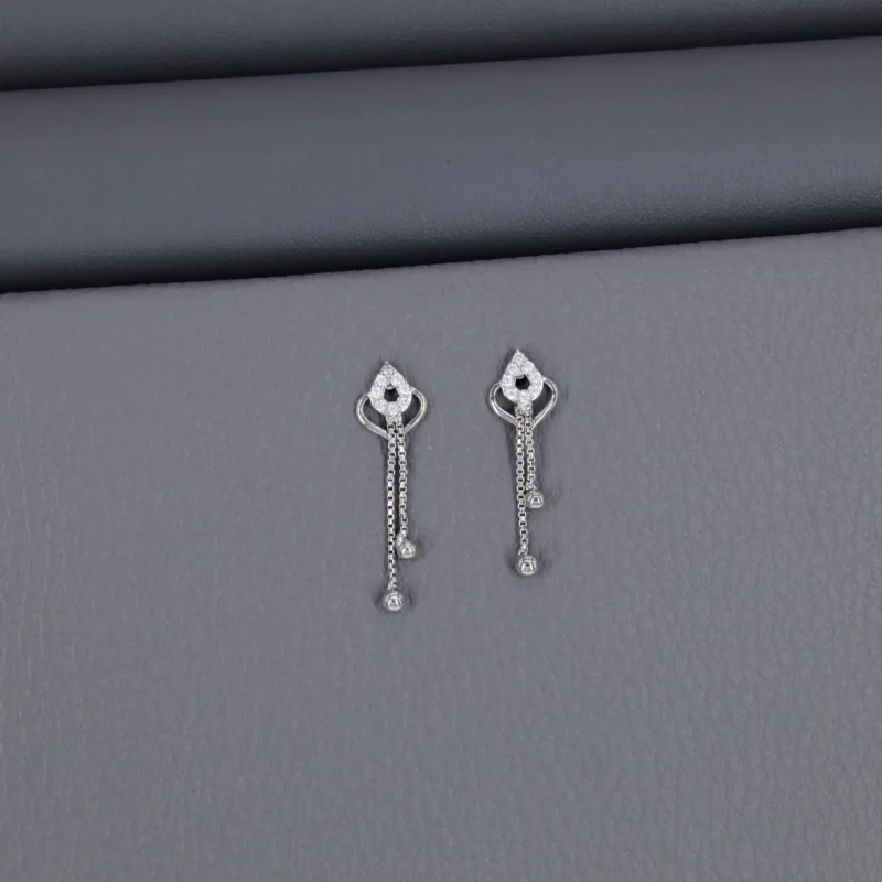 Plain Rhodium Latkan Chain Stud