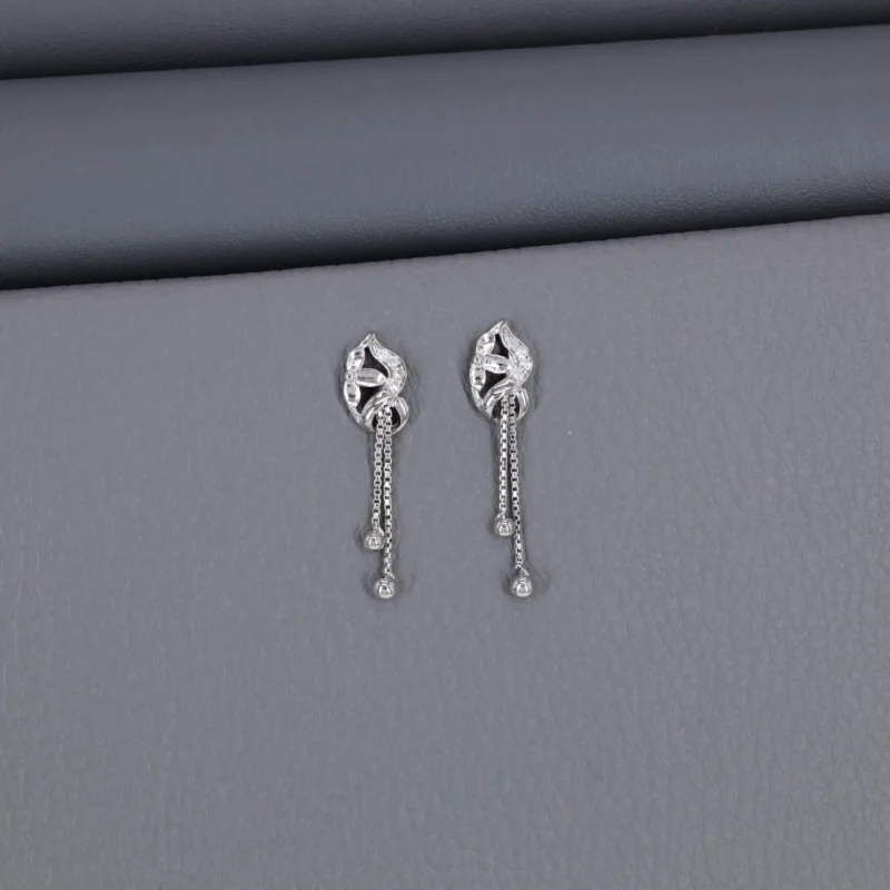 Plain Rhodium Latkan Chain Stud