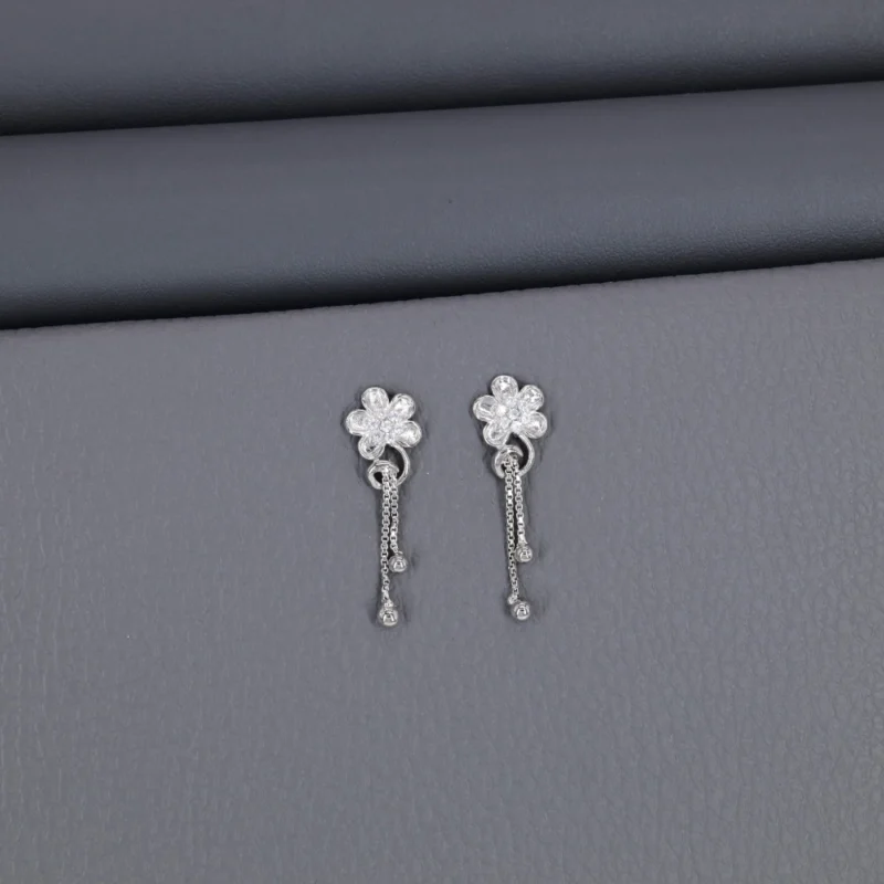 Plain Rhodium Latkan Chain Stud