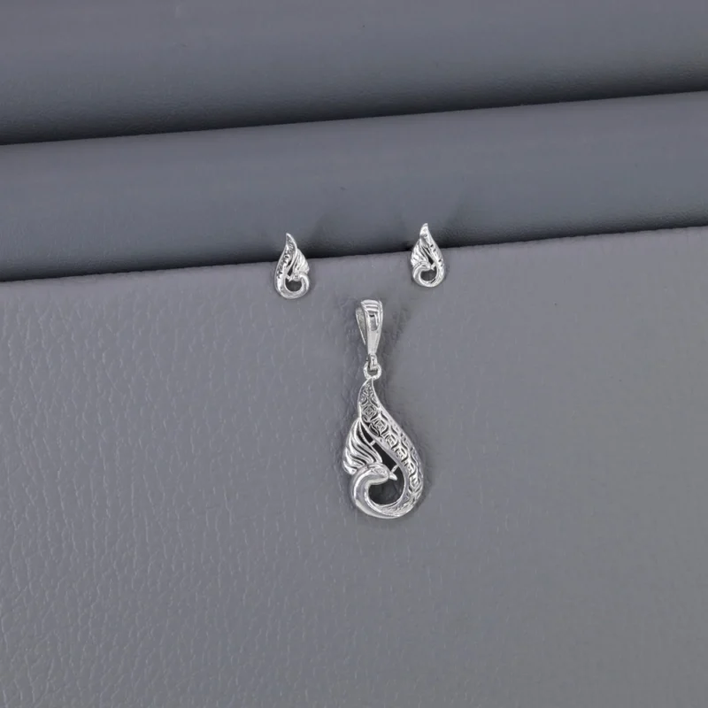 Plain Rhodium Pendant Set
