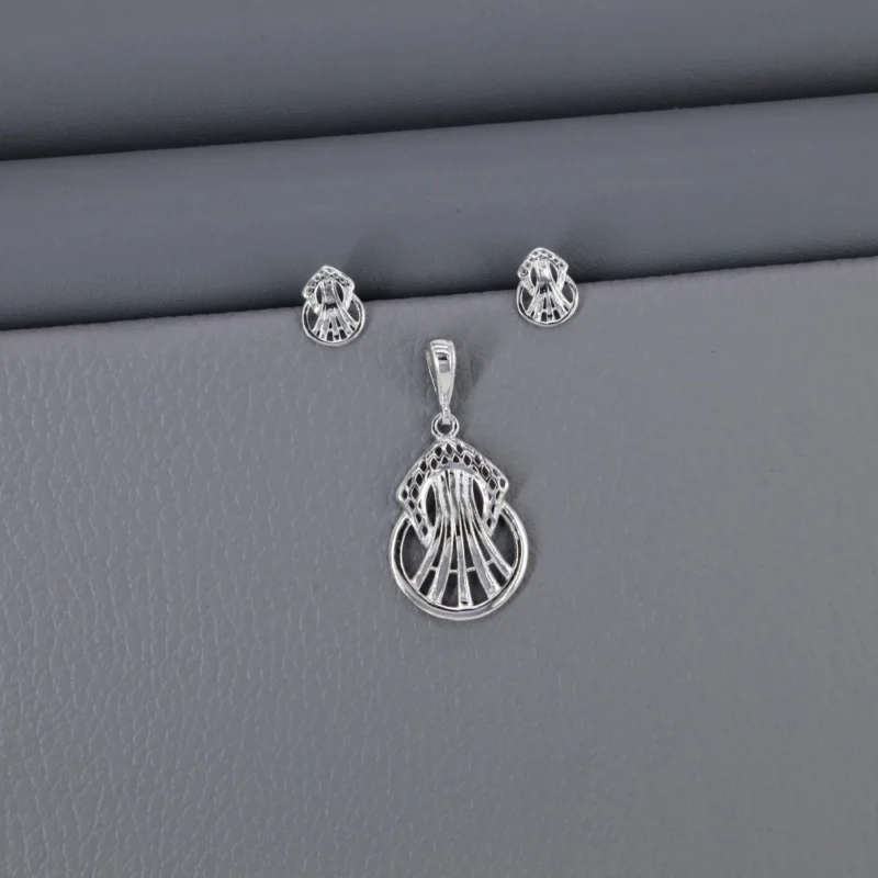 Plain Rhodium Pendant Set