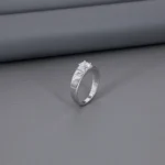 Solitaire Micro Rhodium Gents Ring