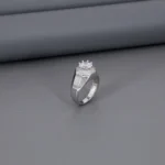 Solitaire Micro Rhodium Gents Ring