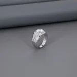Solitaire Micro Rhodium Gents Ring